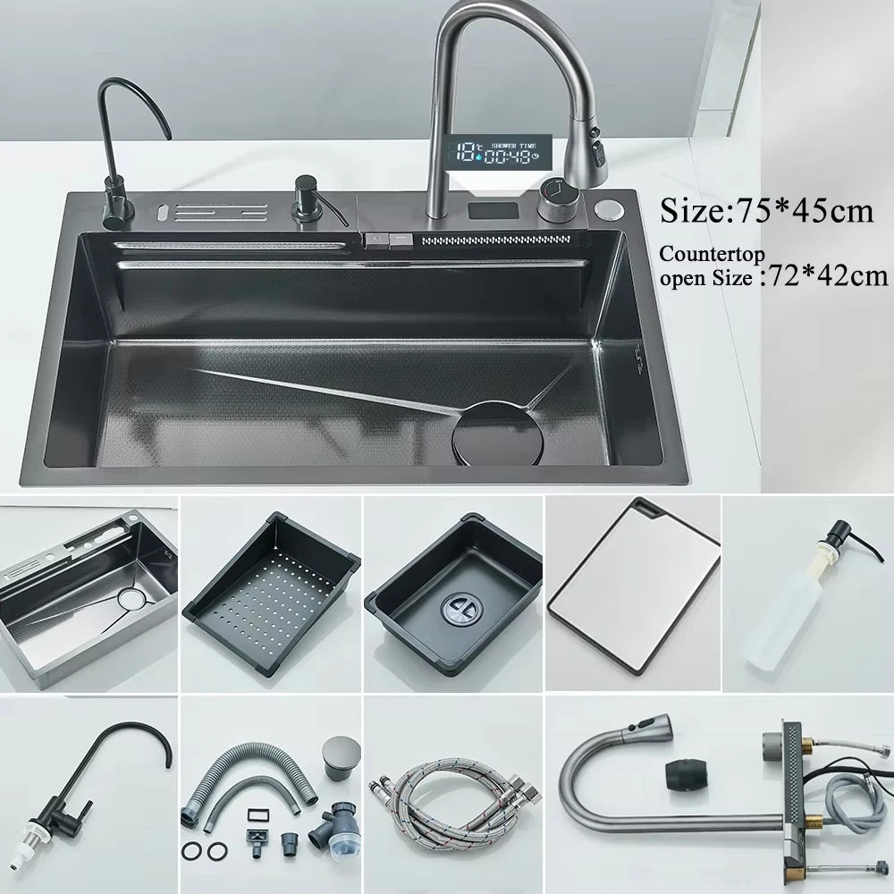 MYQualife Stainless Waterfall Sink Faucet SoapDispenser