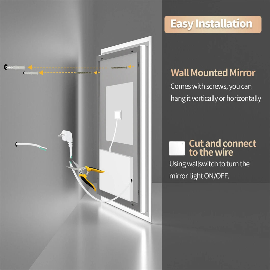 LED Bathroom Mirror Dimmable IP65 Backlit Makeup Mirror