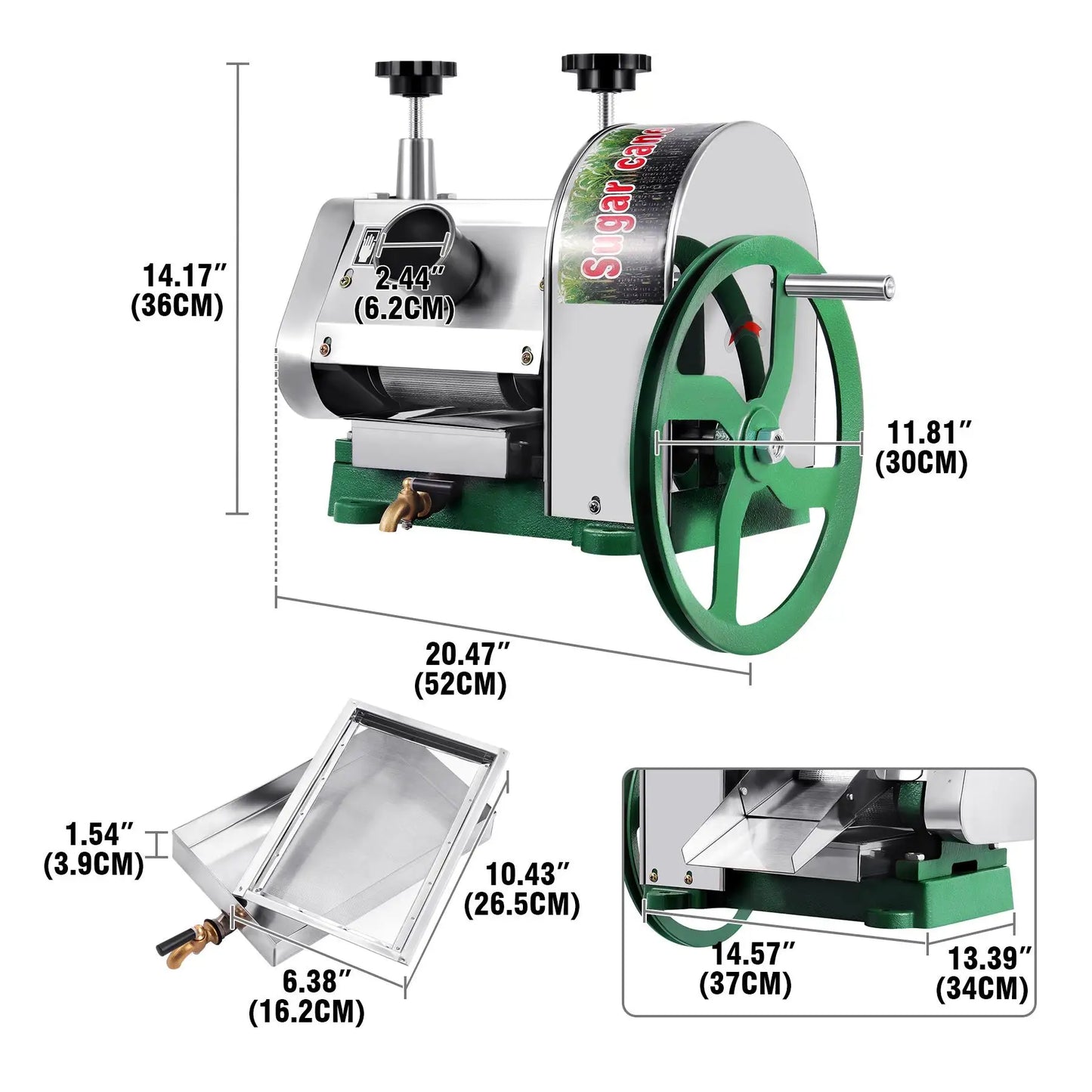 Manual Sugar Cane Juicer Machine Stainless Steel Juice Press