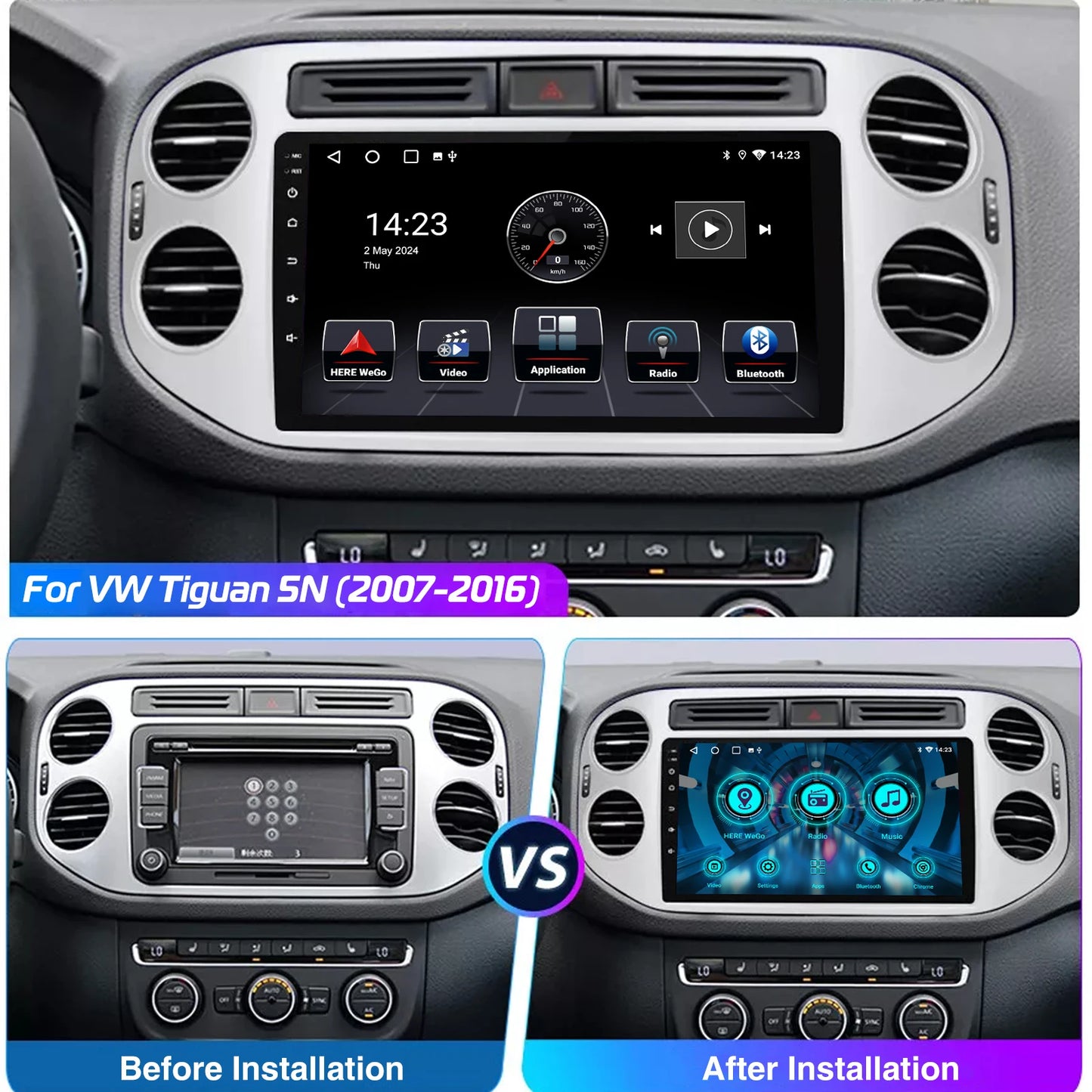 ESSGOO VW Tiguan GolfPlus 9 Inch CarPlay Android 13 Stereo