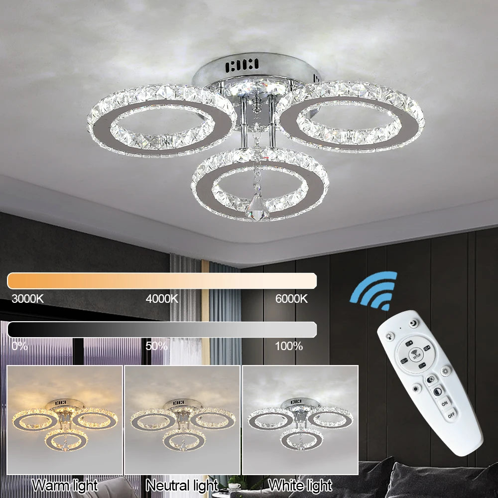 Crystal LED Ceiling Lamp With Remote Control Chandelier