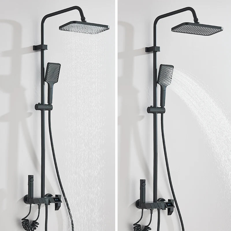 Rozin Black Digital Display Shower Faucet Set Piano Style