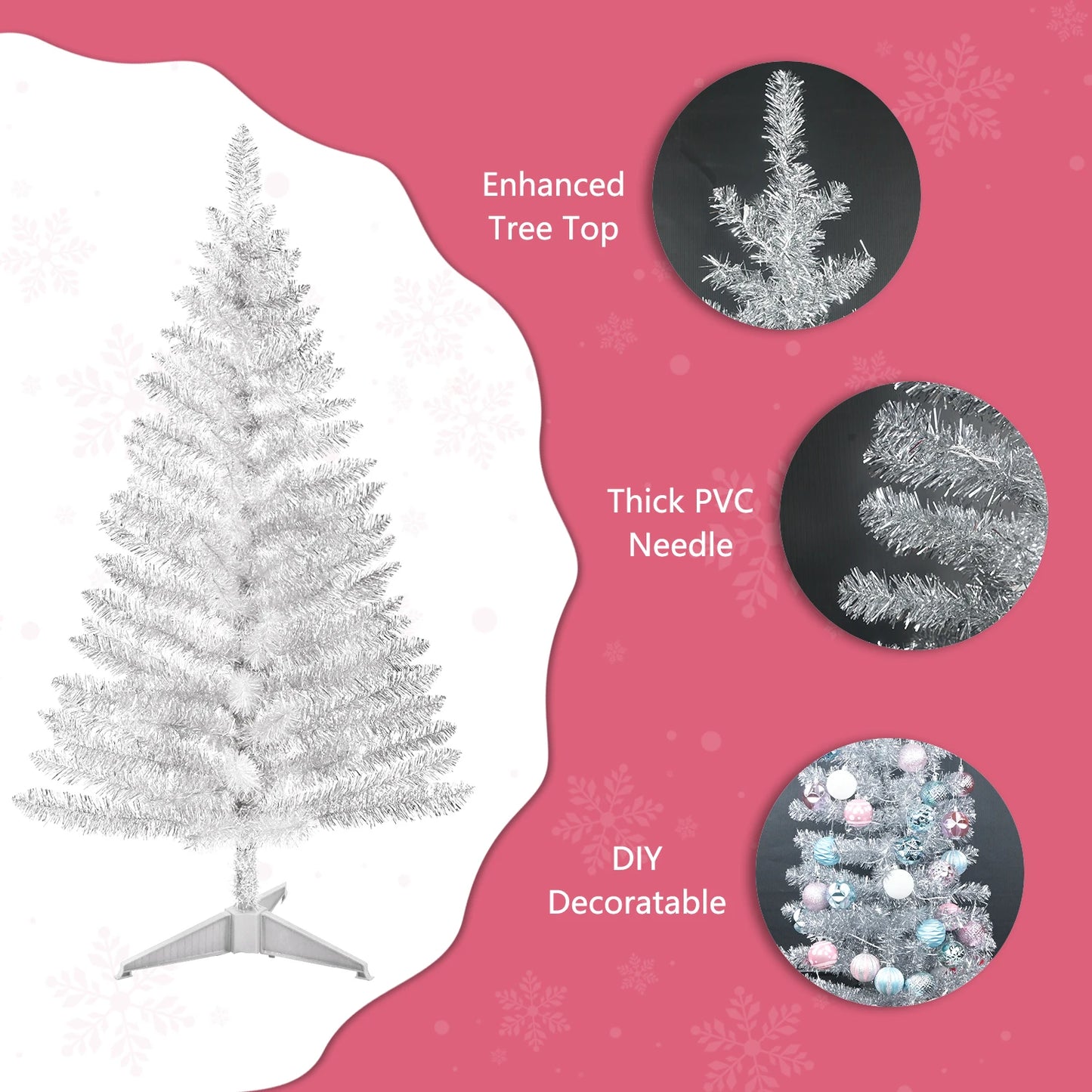 Lixhey Classic Tinsel Christmas Tree With Stable Stand