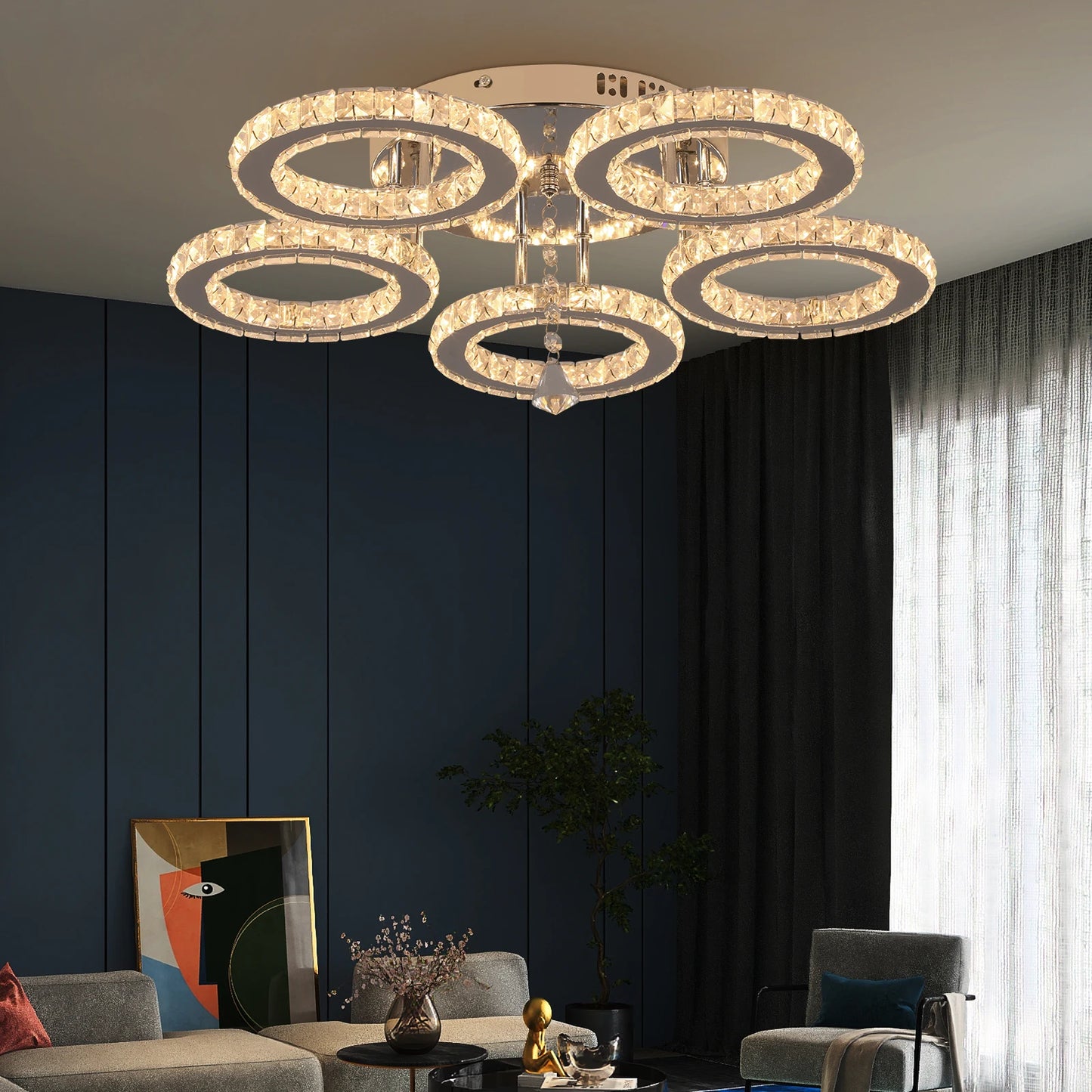 Crystal LED Ceiling Lamp With Remote Control Chandelier