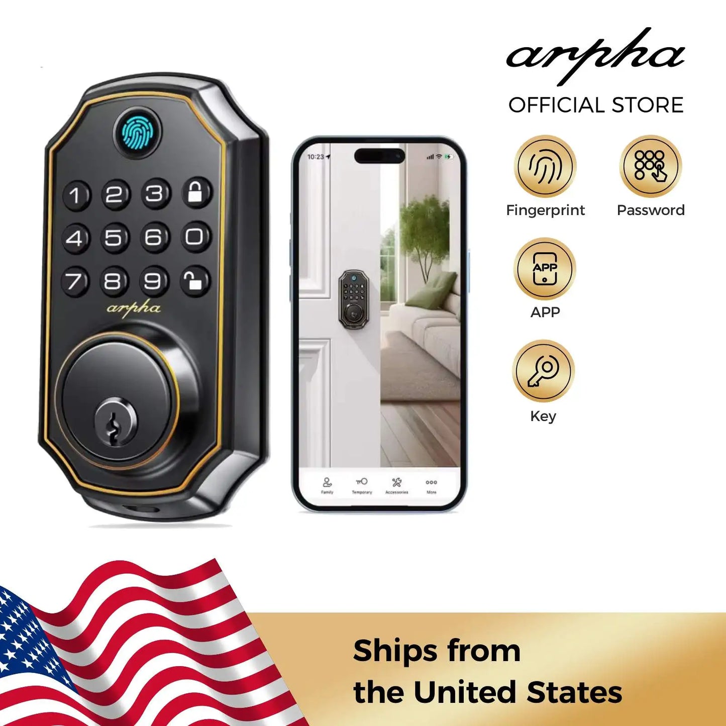 Arpha D280 Keyless Entry Lock 5 In 1 Fingerprint Deadbolt