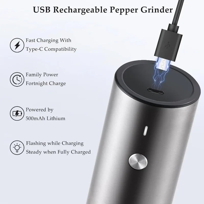 Hign-Concerned Salt Pepper Grinder Set USB Rechargeable