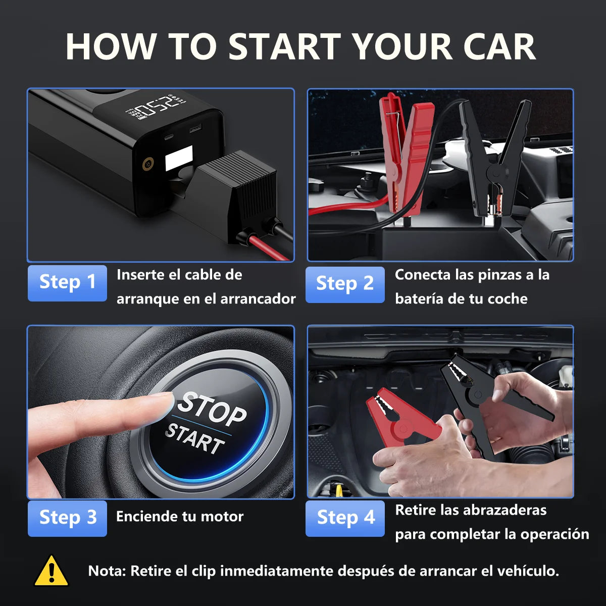 Biuble 8000A Jump Starter 26800mAh USB LED Light For Cars