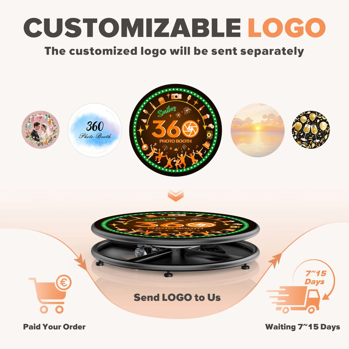 360 Photo Booth Rotating with RGB Ring Light App Control