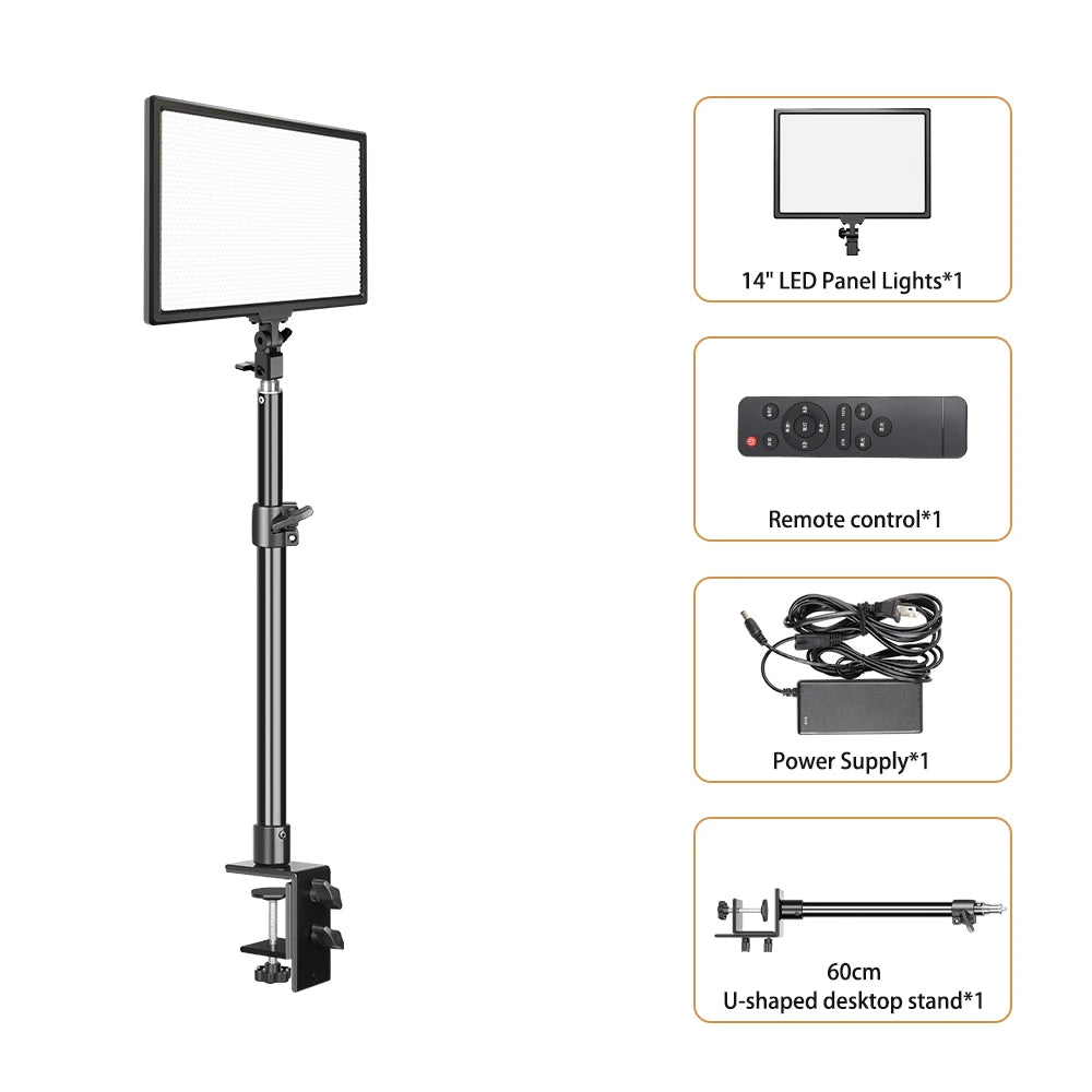 SH 45W LED Panel Light Bi Color LCD Dimmable Studio Video