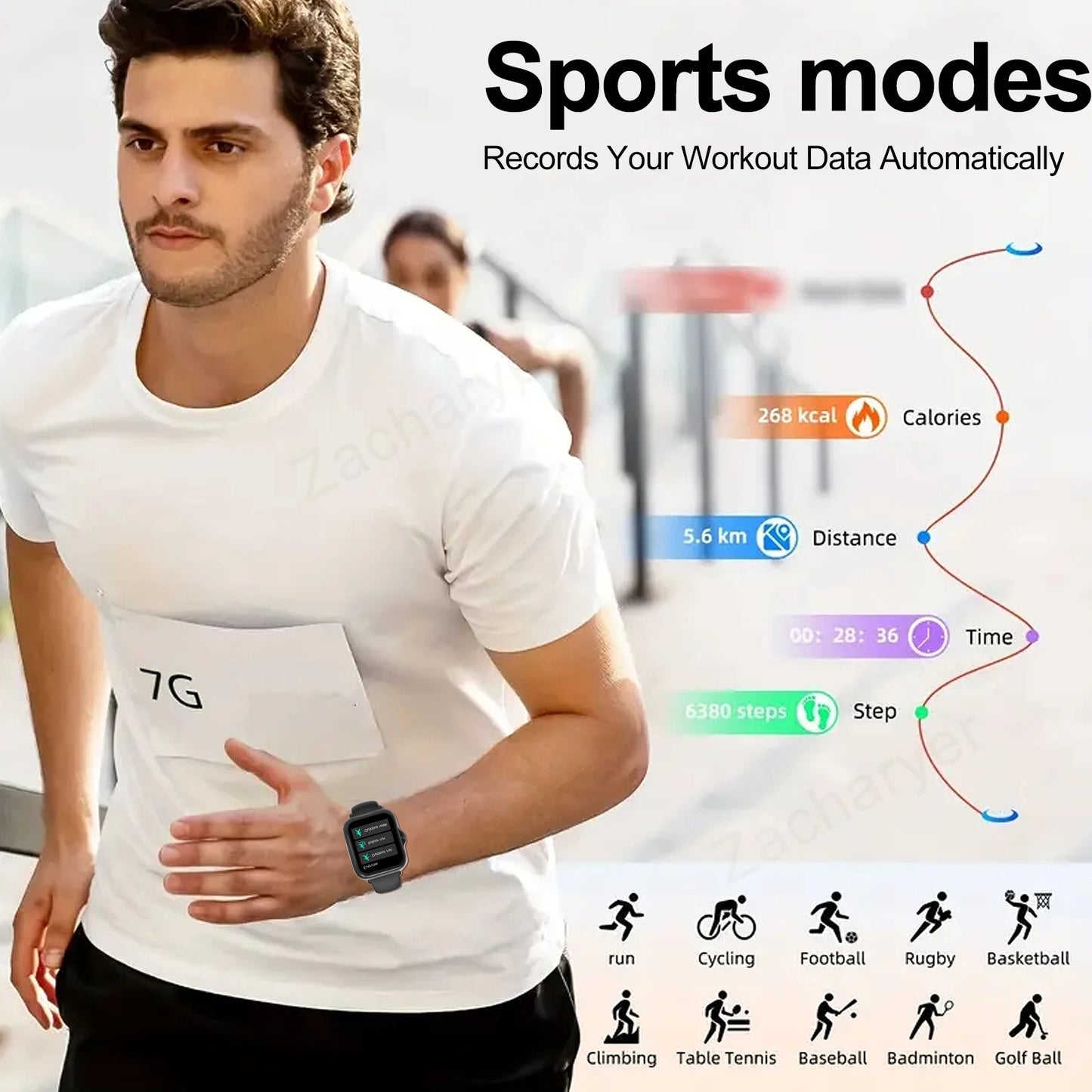 Smartwatch Bluetooth Call Touch Dial Android iPhone Fitness