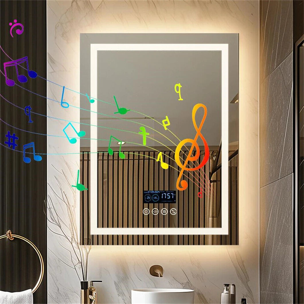Smart Led Bathroom Mirror With Bluetooth Speaker Anti Fog