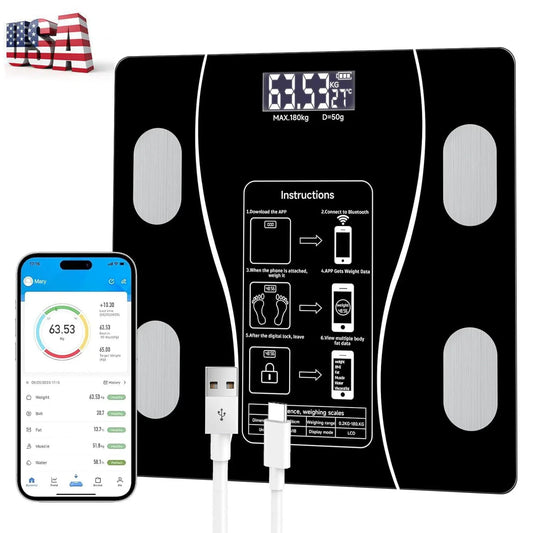 Rechargeable Body Fat Scale With Large Display And App