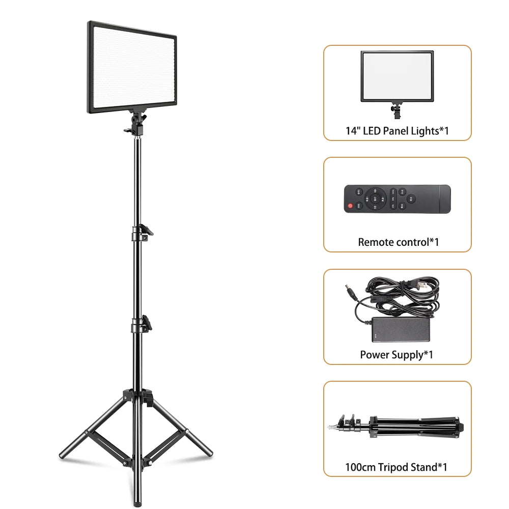 SH 45W LED Panel Light Bi Color LCD Dimmable Studio Video