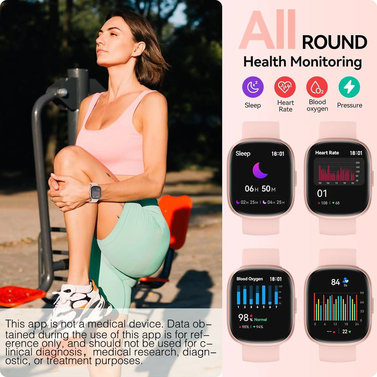 Anyloop Smartwatch Fitness Tracker Sleep Monitor Bluetooth 5.3