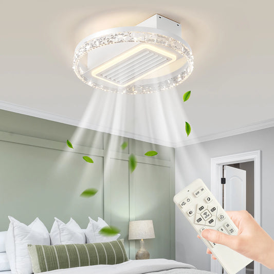 ARLGSITE 19.7Inch Modern Crystal LED Ceiling Fan With Light